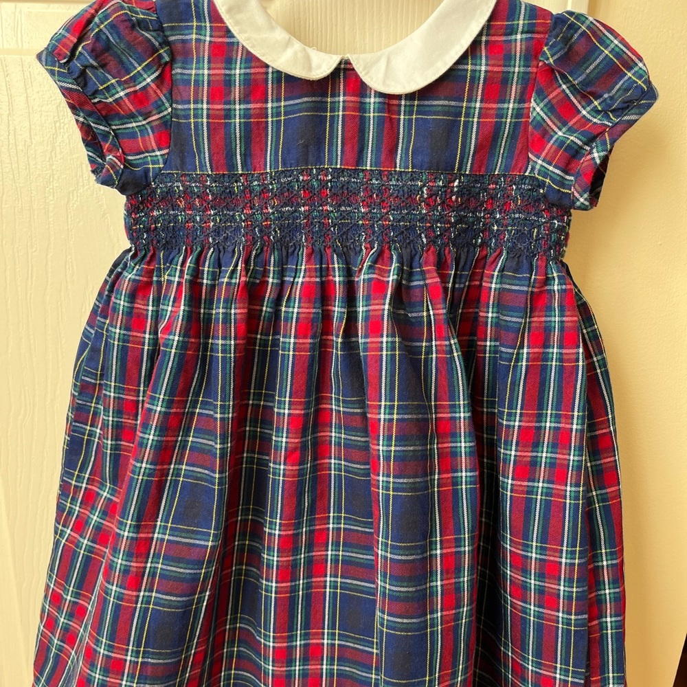 EUC JOJO MAMAN BEBE PLAID DRESS 12-18 mos